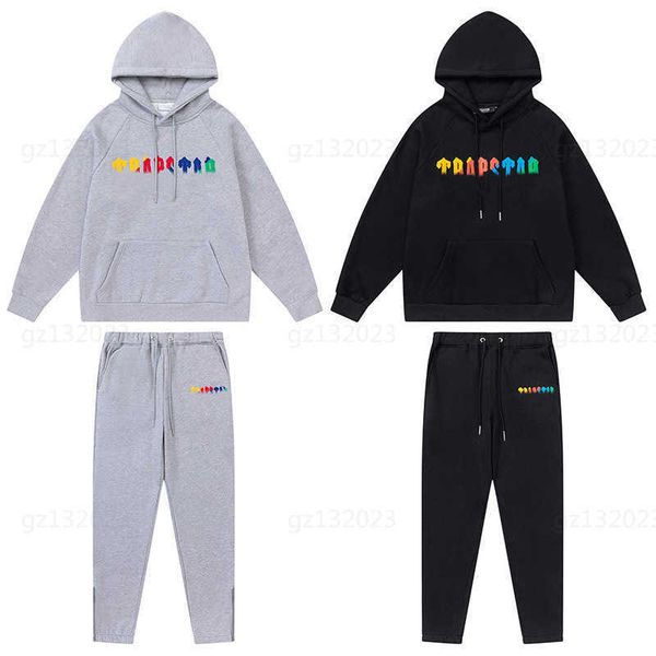 designer tracksuit two piece set classic models rainbow gradient letters towel embroidery padded loose casual hooded sweatshirt suit trapsta, Gray
designer tracksuit two piece set classic models rainbow gradient letters towel embroidery padded loose casual hooded sweatshirt suit trapsta, Gray