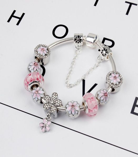 925 sterling silver pink murano glass beads charm cherry blossom bracelet chain fit p european bracelet jewelry making bangle diy daisy pend, Golden;silver
925 sterling silver pink murano glass beads charm cherry blossom bracelet chain fit p european bracelet jewelry making bangle diy daisy pend, Golden;silver