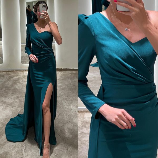 elegant peacock blue prom dresses one shoulder evening gowns split formal red carpet long special occasion party dress, Black
elegant peacock blue prom dresses one shoulder evening gowns split formal red carpet long special occasion party dress, Black