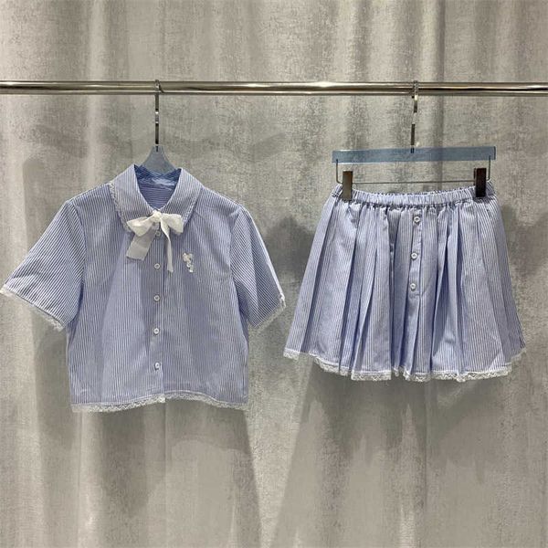 new summer two piece sets womens school style blue striped design lapel bow lace trim shirts a-line slim fit pleated skirt fashion designers, White
new summer two piece sets womens school style blue striped design lapel bow lace trim shirts a-line slim fit pleated skirt fashion designers, White