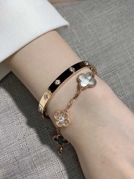 designer new five flowered four-leaf clover medium bracelet love classic women 18k rose gold men au750 lovers 78am hyag, Black
designer new five flowered four-leaf clover medium bracelet love classic women 18k rose gold men au750 lovers 78am hyag, Black