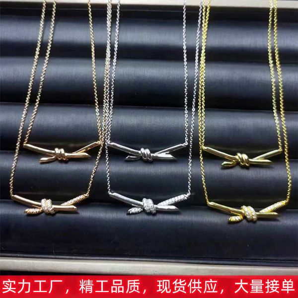 internet celebrity tiffayffay knot necklace for women with tiffaytanium steel design sense bow cross collar light luxury chain, Black 
internet celebrity tiffayffay knot necklace for women with tiffaytanium steel design sense bow cross collar light luxury chain, Black
