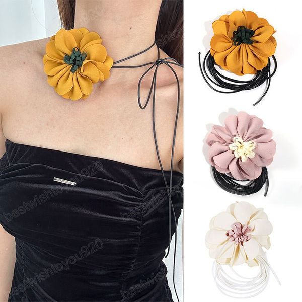 long rope chains with pink/white/yellow flower choker necklace for women elegant collar 2023 fashion jewelry on neck accessories, Golden;silver
long rope chains with pink/white/yellow flower choker necklace for women elegant collar 2023 fashion jewelry on neck accessories, Golden;silver