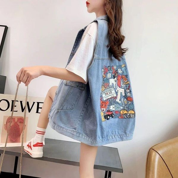 leather women's printed ripped denim vest korean fashion cardigan sleeveless leisure coat waistcoat spring and autumn loose retro, Black
leather women's printed ripped denim vest korean fashion cardigan sleeveless leisure coat waistcoat spring and autumn loose retro, Black