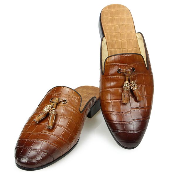 fashion genuine cow leather half cover shoes for men slipper luxury breathable casual comfortable scuff shoes outdoor loafer, Black
fashion genuine cow leather half cover shoes for men slipper luxury breathable casual comfortable scuff shoes outdoor loafer, Black