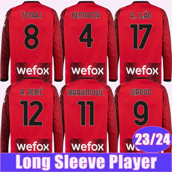 23 24 ibrahimovic long sleeve player version soccer jerseys giroud tonali theo tonali bennacer brahim a. rebic r. leao home football shirt, Black;yellow
23 24 ibrahimovic long sleeve player version soccer jerseys giroud tonali theo tonali bennacer brahim a. rebic r. leao home football shirt, Black;yellow