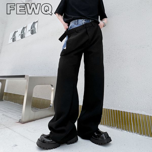 men's jeans fewq men pants denim stitching elastic waist design casual 2023 autumn korean fashion contrast color male trousers 9a4959 2, Blue
men's jeans fewq men pants denim stitching elastic waist design casual 2023 autumn korean fashion contrast color male trousers 9a4959 2, Blue