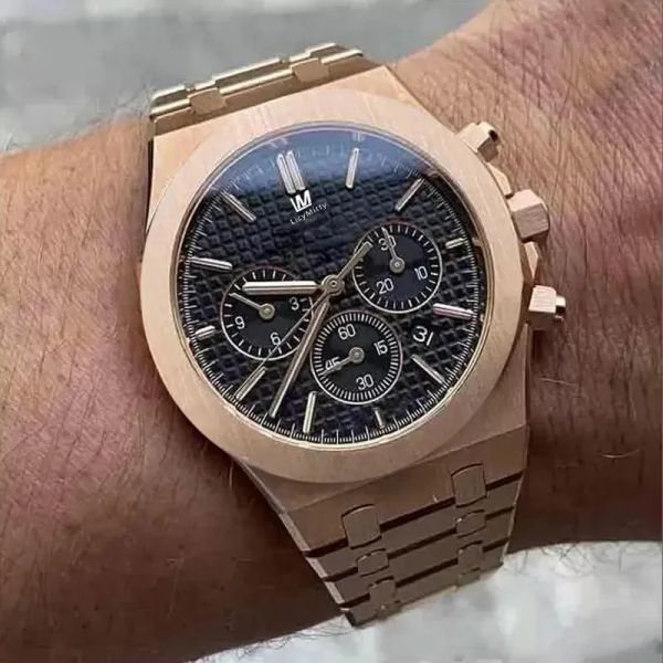 men watches 42mm multi-function dial manual scanning quartz movement chronograph satch stainless steel making fashion men's wristwatche, Slivery;brown
men watches 42mm multi-function dial manual scanning quartz movement chronograph satch stainless steel making fashion men's wristwatche, Slivery;brown