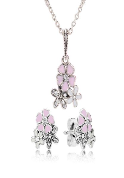 authentic 925 sterling silver pink enamel flower pendant necklace earring set with box for jewelry womens earrings1700313
authentic 925 sterling silver pink enamel flower pendant necklace earring set with box for jewelry womens earrings1700313
