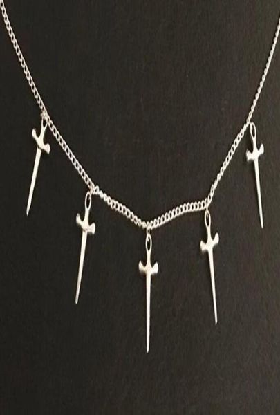 designs fashion long chain necklaces new bohemia punk style silver fives of sword necklace pendants women boho pendants choker jew1349632
designs fashion long chain necklaces new bohemia punk style silver fives of sword necklace pendants women boho pendants choker jew1349632