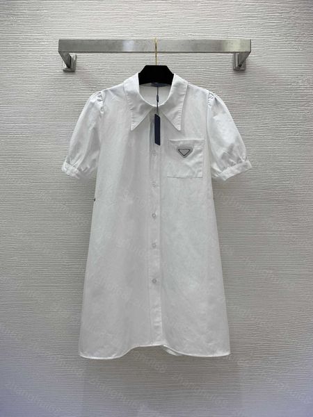 23ss women dress womens designer clothing summer dresses chest pocket metal triangle logo waist slimming buckle lapel bubble sleeve shirt dr, Black;gray
23ss women dress womens designer clothing summer dresses chest pocket metal triangle logo waist slimming buckle lapel bubble sleeve shirt dr, Black;gray