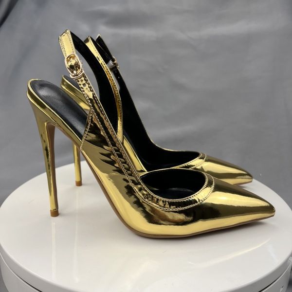 gold slingback fashion pumps customized heeled 10cm heels pointed toe party wedding shoes big size 33-45, Black
gold slingback fashion pumps customized heeled 10cm heels pointed toe party wedding shoes big size 33-45, Black
