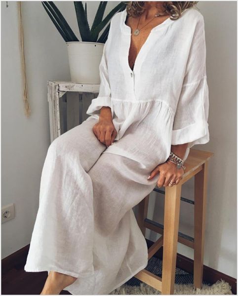 basic casual dresses summer cotton linen oversized women's long dress white vneck loose home female elegant fashion ladies clothes 2306, Black;gray
basic casual dresses summer cotton linen oversized women's long dress white vneck loose home female elegant fashion ladies clothes 2306, Black;gray