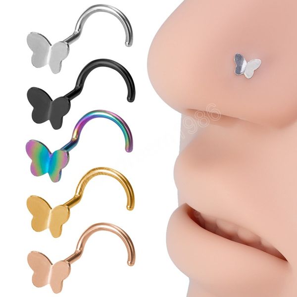 butterfly nose rings ear piercing nariz bone stud screw stainless steel nostril for women men body jewelry, Silver
butterfly nose rings ear piercing nariz bone stud screw stainless steel nostril for women men body jewelry, Silver