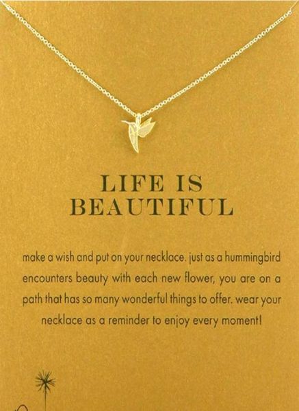 with card cute dogeared necklace with hummingbird life is beauiful silver and gold color no fade and 441359
with card cute dogeared necklace with hummingbird life is beauiful silver and gold color no fade and 441359