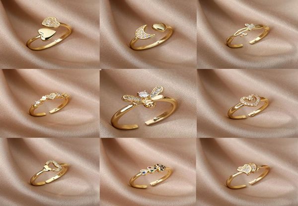 fashion jewelrys bee butterfly for women open adjustable stainless steel cubic zirconia moon heart finger ring elegant birthday je3626350, Golden;silver
fashion jewelrys bee butterfly for women open adjustable stainless steel cubic zirconia moon heart finger ring elegant birthday je3626350, Golden;silver