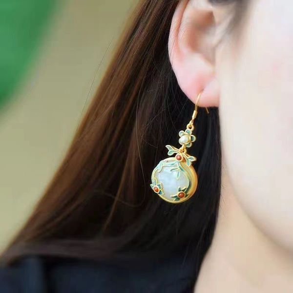 natural n jade peace buckle earrings burned blue auspicious cloud earrings chinoiserie style earrings female retro temperament, Silver
natural n jade peace buckle earrings burned blue auspicious cloud earrings chinoiserie style earrings female retro temperament, Silver