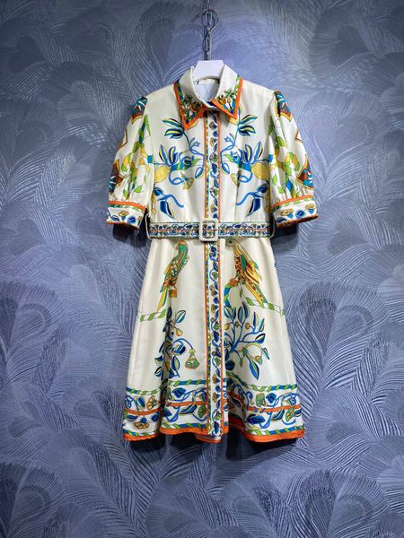 belt dress 2023 spring and autumn women's neck bead dress fashion printed standing neck short sleeve elegant dress monochrome designer, Black
belt dress 2023 spring and autumn women's neck bead dress fashion printed standing neck short sleeve elegant dress monochrome designer, Black