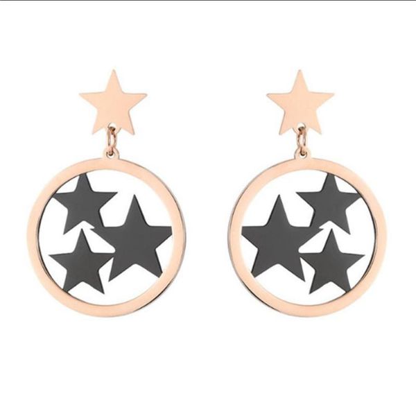 stud 316l stainless steel hollow round four gold black star earrings titanium female rose no fade8068165, Golden;silver
stud 316l stainless steel hollow round four gold black star earrings titanium female rose no fade8068165, Golden;silver