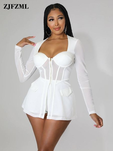 dress stunning sheer mesh see through women's sets summer clothing 2022 zipper front long sleeve and formal short matching suits, White
dress stunning sheer mesh see through women's sets summer clothing 2022 zipper front long sleeve and formal short matching suits, White