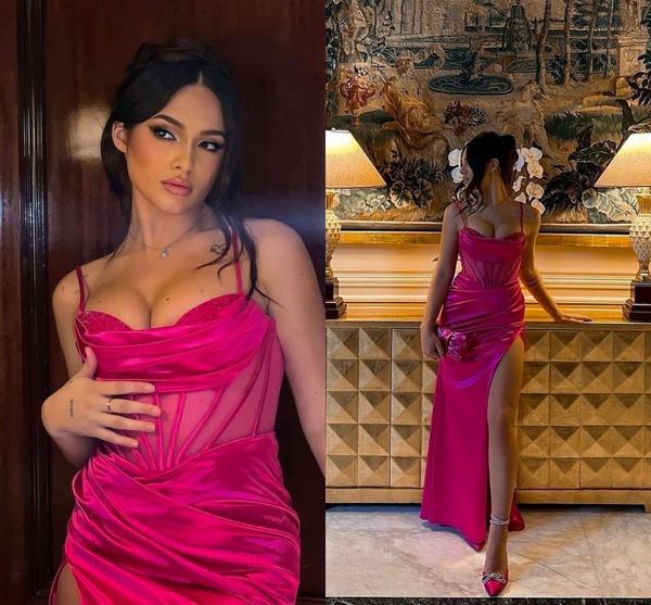 fuschia plus size prom dresses long for women satin high side split spaghetti straps draped birthday pageant celebrity evening party gowns f, Black
fuschia plus size prom dresses long for women satin high side split spaghetti straps draped birthday pageant celebrity evening party gowns f, Black