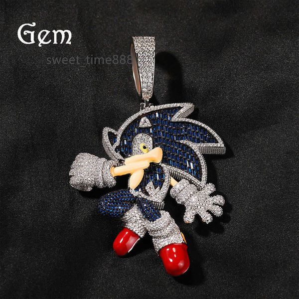 hip hop new classic cartoon character hedgehog sonic copper set zircon trend pendant jewelry accessories, Silver
hip hop new classic cartoon character hedgehog sonic copper set zircon trend pendant jewelry accessories, Silver