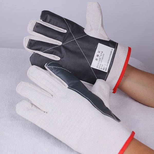 Image of thickened high temperature resistant canvas gloves welding safety protective gloves