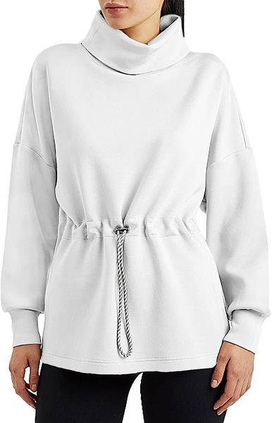 womens turtleneck sweatshirts long sleeve pullover side slit tunic shirts with drawstring waist, Black
womens turtleneck sweatshirts long sleeve pullover side slit tunic shirts with drawstring waist, Black