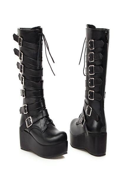 ymechic winter gothic punk womens platform boots black buckle strap lace up creeper wedges shoes mid calf military combat boots3594073
ymechic winter gothic punk womens platform boots black buckle strap lace up creeper wedges shoes mid calf military combat boots3594073