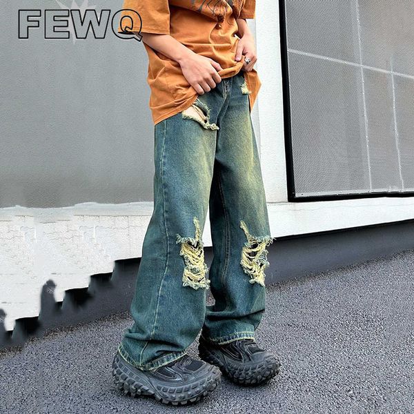 men's jeans fewq male denim trousers vintage streetwear ripped distrssed pants american stylish summer hip hop chic 24b2867 230625, Blue
men's jeans fewq male denim trousers vintage streetwear ripped distrssed pants american stylish summer hip hop chic 24b2867 230625, Blue