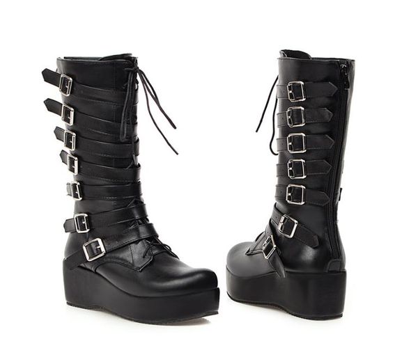 ymechic winter gothic punk womens platform boots black buckle strap lace up creeper wedges shoes mid calf military combat boots8546694
ymechic winter gothic punk womens platform boots black buckle strap lace up creeper wedges shoes mid calf military combat boots8546694