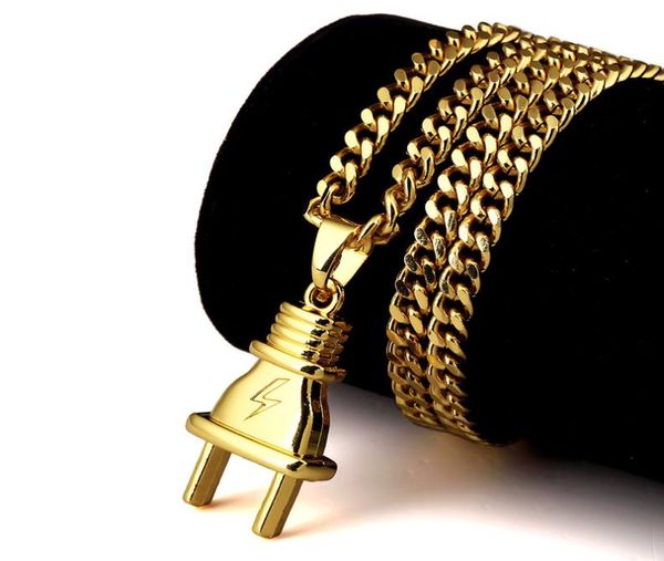 u7 new fashion plug pendant necklace stainless steelblack gungold plated pendant rope chain for menwomen hiphop jewelry perfect8175400, Silver
u7 new fashion plug pendant necklace stainless steelblack gungold plated pendant rope chain for menwomen hiphop jewelry perfect8175400, Silver