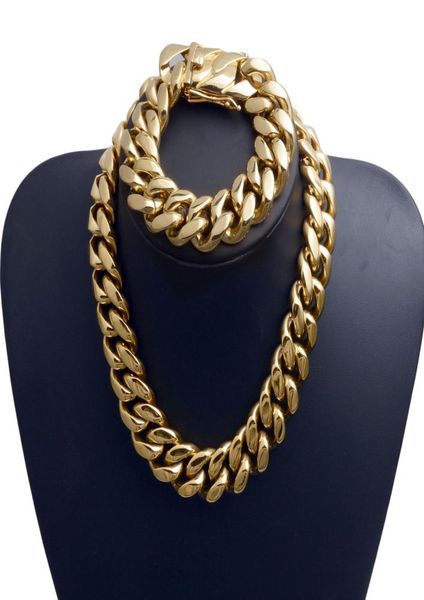 22mm exaggerated superwide men cuban link chain jewlery set hip hop stainless steel choker necklace bracelet 18k gold plated 16q4260982, Silver
22mm exaggerated superwide men cuban link chain jewlery set hip hop stainless steel choker necklace bracelet 18k gold plated 16q4260982, Silver