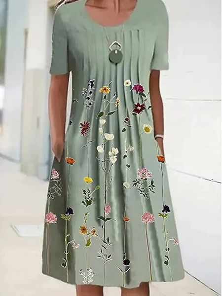 basic casual dresse dress summer fashion elegant oneck short sleeve aline ladies party dresses vintage floral printed loose 230625, Black;gray
basic casual dresse dress summer fashion elegant oneck short sleeve aline ladies party dresses vintage floral printed loose 230625, Black;gray