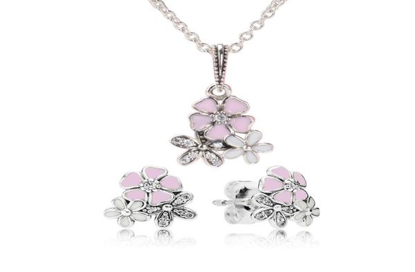 authentic 925 sterling silver pink enamel flower pendant necklace earring set with box for jewelry womens earrings2804044
authentic 925 sterling silver pink enamel flower pendant necklace earring set with box for jewelry womens earrings2804044