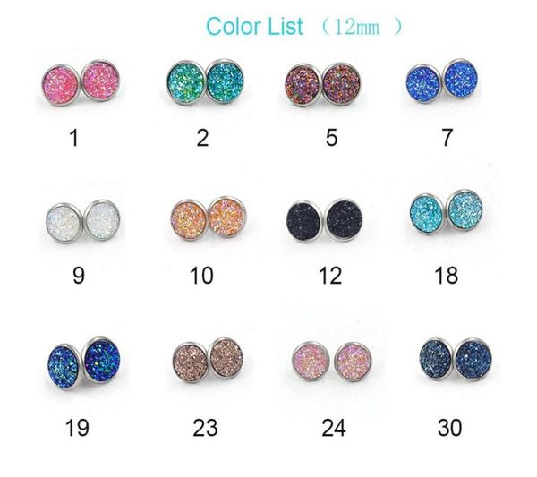 2021 whole 8mm 12mm druzy drusy stainless steel stud earrings jewelry for women party gift 12 colors6736761, Golden;silver
2021 whole 8mm 12mm druzy drusy stainless steel stud earrings jewelry for women party gift 12 colors6736761, Golden;silver