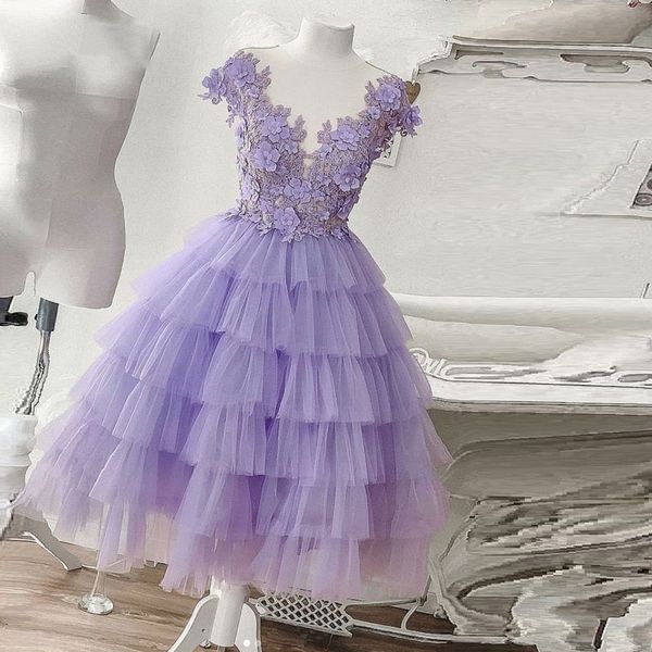 short homecoming dresses applique flower lace layered ruffles tulle graduation birthday party gowns, Blue;pink
short homecoming dresses applique flower lace layered ruffles tulle graduation birthday party gowns, Blue;pink