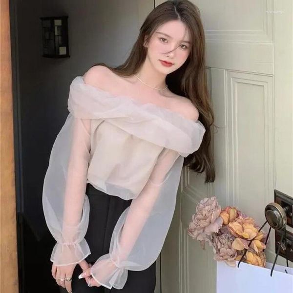 women's blouses summer one-shoulder shirt off-shoulder jacket dress, White
women's blouses summer one-shoulder shirt off-shoulder jacket dress, White