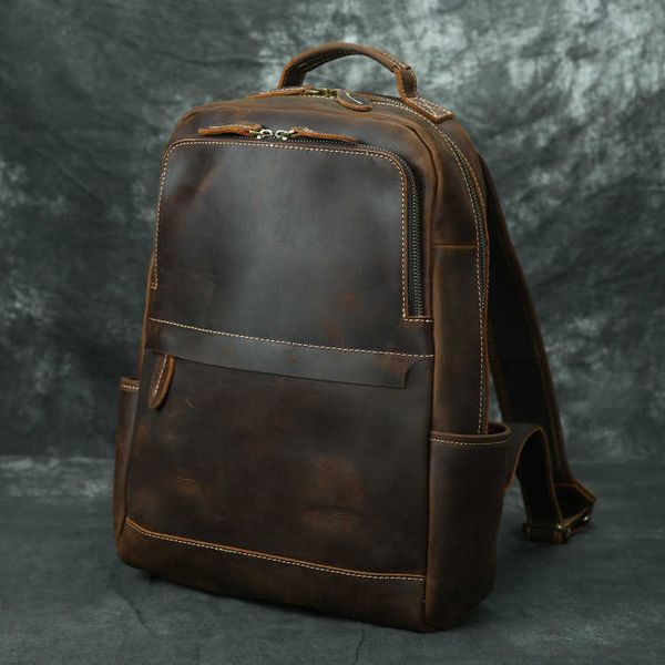new leather men's double shoulder bag head cover leather backpack crazy horse skin schoolbag computer bag
new leather men's double shoulder bag head cover leather backpack crazy horse skin schoolbag computer bag