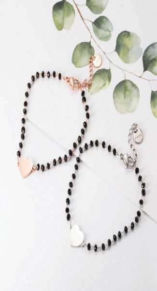 stainless steel black crystal beads chain bracelet rose gold heart star charms bracelet for women jewelry6043448, Golden;silver 
stainless steel black crystal beads chain bracelet rose gold heart star charms bracelet for women jewelry6043448, Golden;silver