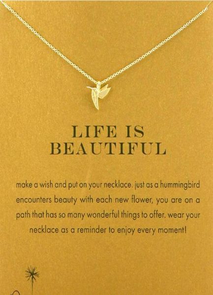 with card cute dogeared necklace with hummingbird life is beauiful silver and gold color no fade and 066432
with card cute dogeared necklace with hummingbird life is beauiful silver and gold color no fade and 066432