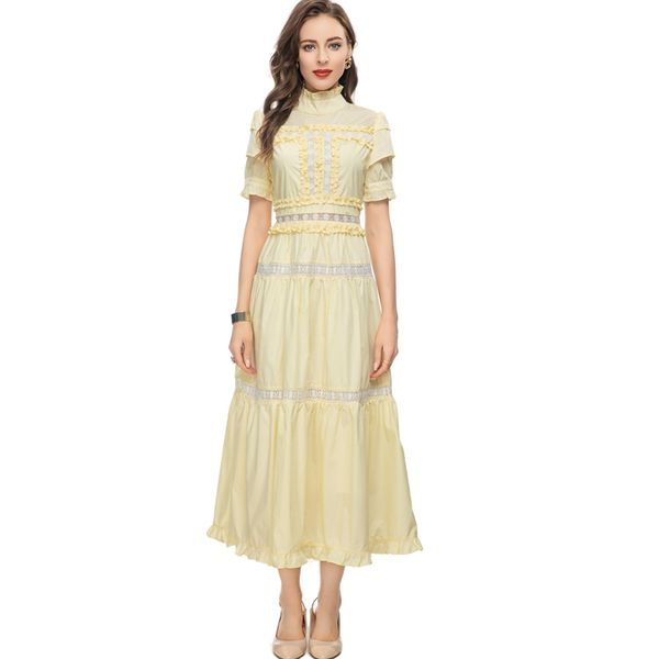 women's runway dresses ruffled collar short sleeves tiered patchwork elegant designer summer vestidos, Black
women's runway dresses ruffled collar short sleeves tiered patchwork elegant designer summer vestidos, Black