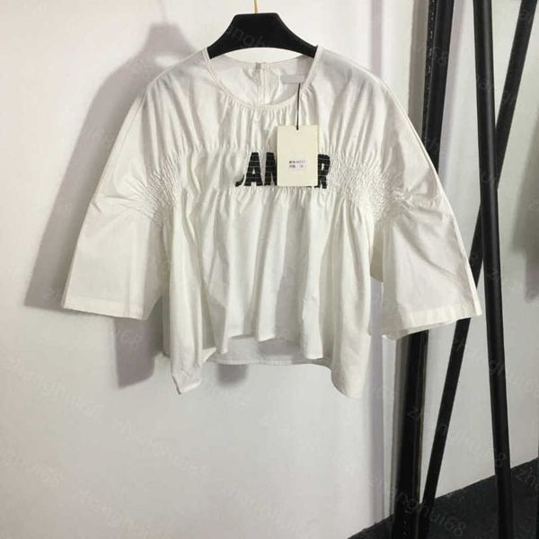 23ss high neck blouse women shirt womens designer clothing chest ruffled car line letter-printed short short sleeve doll shirt women clothes, White
23ss high neck blouse women shirt womens designer clothing chest ruffled car line letter-printed short short sleeve doll shirt women clothes, White