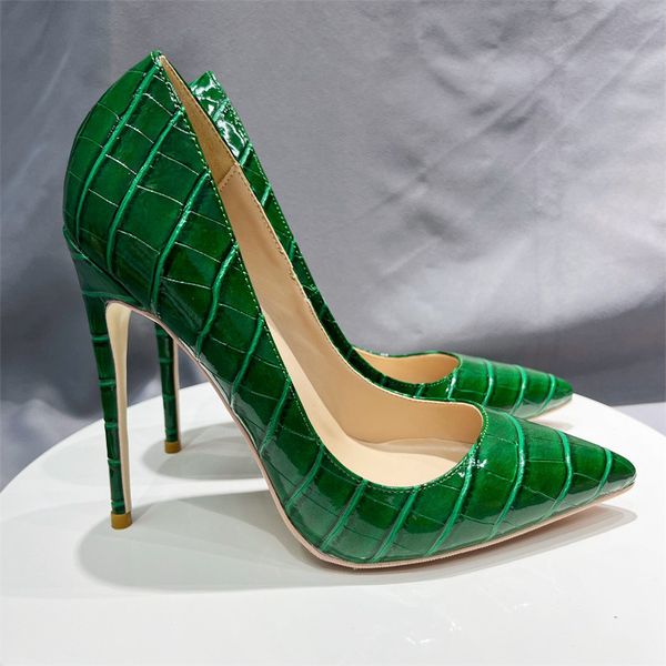 green snake leather 12cm super high heel pointed toe women pumps valentine stiletto woman shoes party evening, Black
green snake leather 12cm super high heel pointed toe women pumps valentine stiletto woman shoes party evening, Black