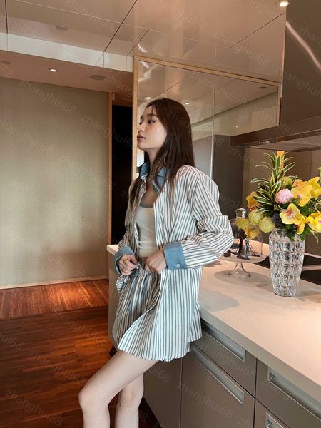 23ss womens designer clothing casual suit women shorts sets cotton linen jacquard denim patchwork striped shirt lace waist shorts set women, White
23ss womens designer clothing casual suit women shorts sets cotton linen jacquard denim patchwork striped shirt lace waist shorts set women, White
