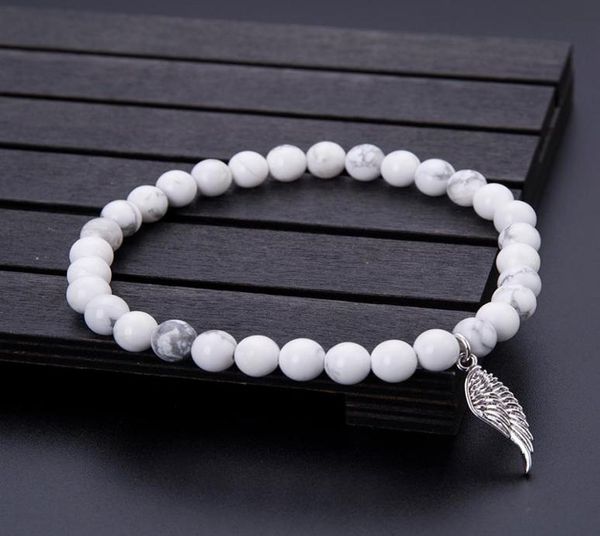 charm bracelets minimalist 8mm natural white turquoise bracelet stone angel wing pendant beads braclet men women jewelry pulseras 9099668, Golden;silver
charm bracelets minimalist 8mm natural white turquoise bracelet stone angel wing pendant beads braclet men women jewelry pulseras 9099668, Golden;silver
