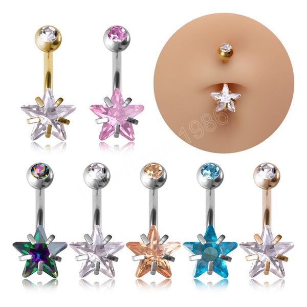 zircon star belly button ring navel piercing stainless steel barbell dangling ombligo bar for women girls body jewelry, Silver
zircon star belly button ring navel piercing stainless steel barbell dangling ombligo bar for women girls body jewelry, Silver