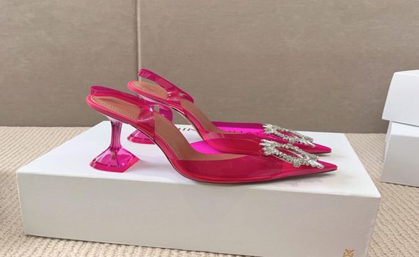genuine leather bottom high heeled sandals pointed toe comfortable and transparent pvc goblet crystal rhinestone buckle 9.5cm party ma', Black
genuine leather bottom high heeled sandals pointed toe comfortable and transparent pvc goblet crystal rhinestone buckle 9.5cm party ma', Black