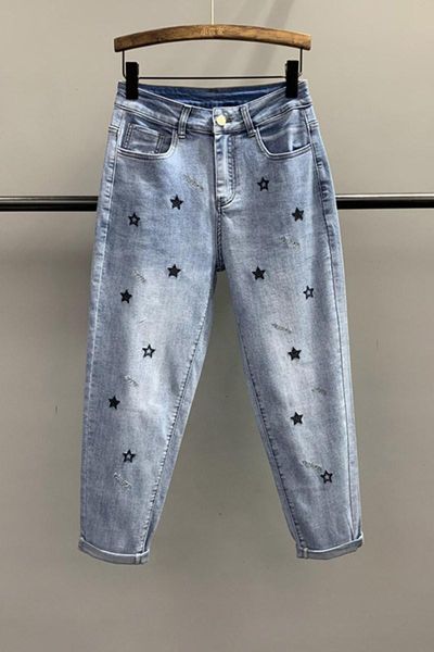 jeans 2022 autumn fashion new fivepointed star embroidered denim daddy pants women high waist loose slimming ankletied harem jeans, Blue
jeans 2022 autumn fashion new fivepointed star embroidered denim daddy pants women high waist loose slimming ankletied harem jeans, Blue