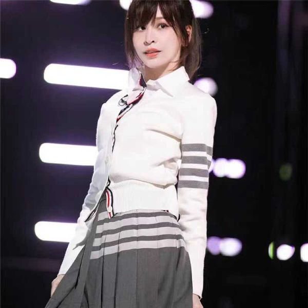 womens knitwear luxury brand designer sweater casual cardigan coat loose summer tb sweatshirt v-neck knit top, White
womens knitwear luxury brand designer sweater casual cardigan coat loose summer tb sweatshirt v-neck knit top, White